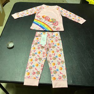 Quedoris Toddler Girl's 2 Piece Pink Lollipop Pajama Set EU 90 2T NWT
